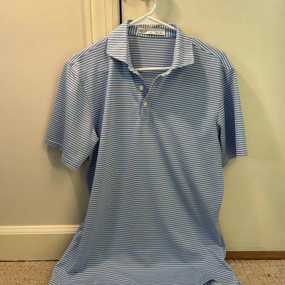 Holderness & Bourne Light Blue and White Striped Polo